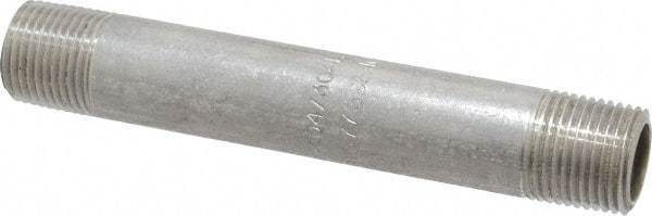 Merit Brass - Schedule 40, 3/8" Pipe x 4" Long, Grade 304/304L Stainless Steel Pipe Nipple - Welded & Threaded - Best Tool & Supply