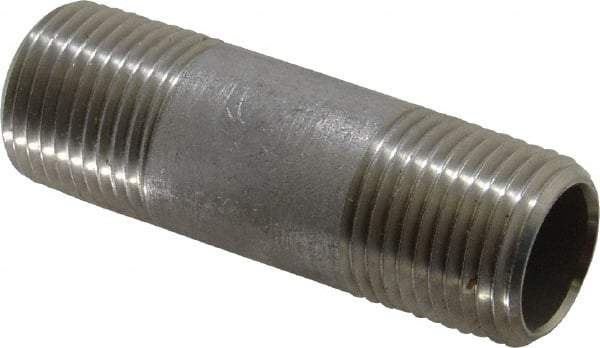 Merit Brass - Schedule 40, 1/2" Pipe x 2-1/2" Long, Grade 304/304L Stainless Steel Pipe Nipple - Welded & Threaded - Best Tool & Supply