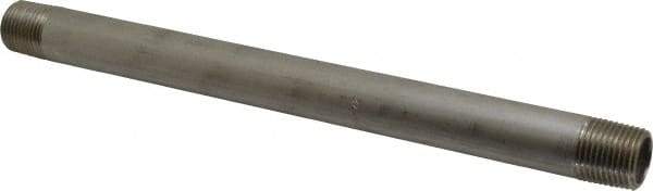 Merit Brass - Schedule 40, 1/2" Pipe x 10" Long, Grade 304/304L Stainless Steel Pipe Nipple - Welded & Threaded - Best Tool & Supply