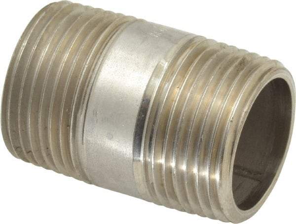 Merit Brass - Schedule 40, 3/4" Pipe x 1-1/2" Long, Grade 304/304L Stainless Steel Pipe Nipple - Welded & Threaded - Best Tool & Supply