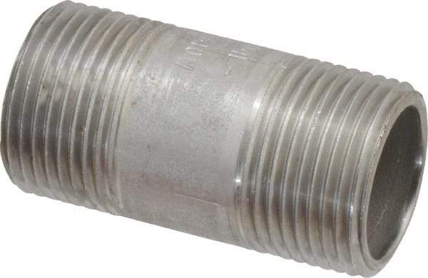 Merit Brass - Schedule 40, 3/4" Pipe x 2" Long, Grade 304/304L Stainless Steel Pipe Nipple - Welded & Threaded - Best Tool & Supply