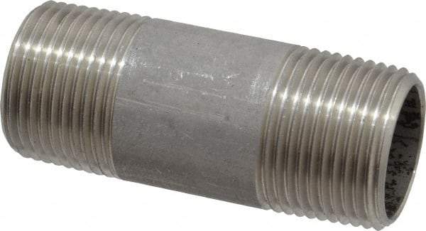 Merit Brass - Schedule 40, 3/4" Pipe x 2-1/2" Long, Grade 304/304L Stainless Steel Pipe Nipple - Welded & Threaded - Best Tool & Supply