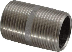 Merit Brass - Schedule 40, 1" Pipe x 2" Long, Grade 304/304L Stainless Steel Pipe Nipple - Welded & Threaded - Best Tool & Supply