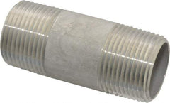 Merit Brass - Schedule 40, 1" Pipe x 3" Long, Grade 304/304L Stainless Steel Pipe Nipple - Welded & Threaded - Best Tool & Supply