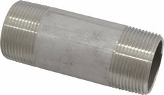 Merit Brass - Schedule 40, 1-1/4" Pipe x 4" Long, Grade 304/304L Stainless Steel Pipe Nipple - Welded & Threaded - Best Tool & Supply