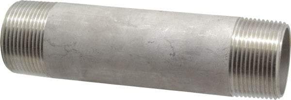 Merit Brass - Schedule 40, 1-1/4" Pipe x 6" Long, Grade 304/304L Stainless Steel Pipe Nipple - Welded & Threaded - Best Tool & Supply