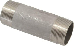 Merit Brass - Schedule 40, 1-1/2" Pipe x 5" Long, Grade 304/304L Stainless Steel Pipe Nipple - Welded & Threaded - Best Tool & Supply