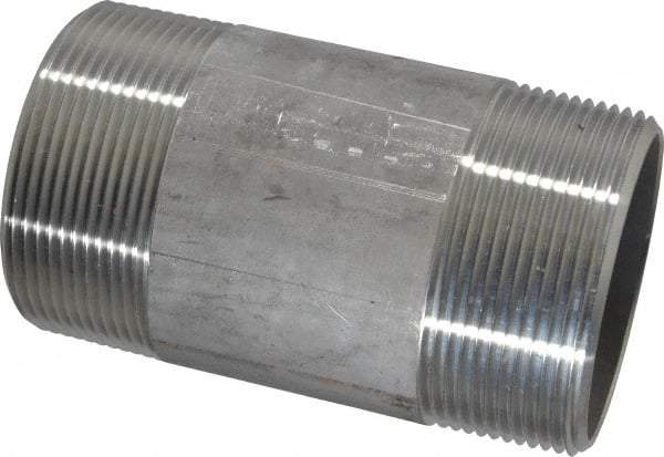 Merit Brass - Schedule 40, 2" Pipe x 4" Long, Grade 304/304L Stainless Steel Pipe Nipple - Welded & Threaded - Best Tool & Supply