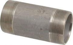 Merit Brass - Schedule 40, 2" Pipe x 4-1/2" Long, Grade 304/304L Stainless Steel Pipe Nipple - Welded & Threaded - Best Tool & Supply