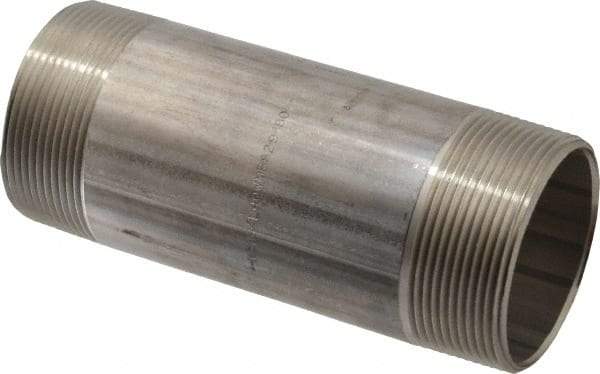 Merit Brass - Schedule 40, 2" Pipe x 5-1/2" Long, Grade 304/304L Stainless Steel Pipe Nipple - Welded & Threaded - Best Tool & Supply