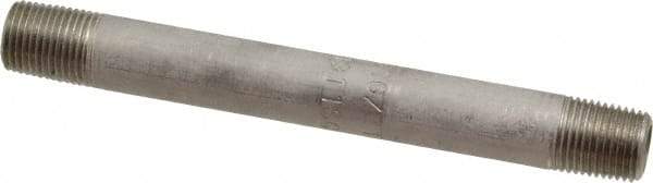 Merit Brass - Schedule 40, 1/8" Pipe x 3-1/2" Long, Grade 316/316L Stainless Steel Pipe Nipple - Welded & Threaded - Best Tool & Supply