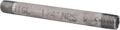 Merit Brass - Schedule 40, 1/4" Pipe x 5" Long, Grade 316/316L Stainless Steel Pipe Nipple - Welded & Threaded - Best Tool & Supply