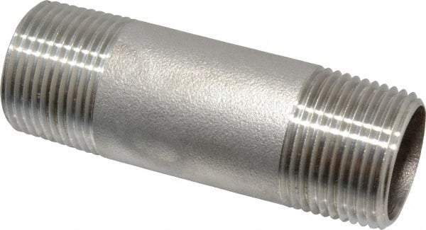 Merit Brass - Schedule 40, 3/4" Pipe x 3" Long, Grade 316/316L Stainless Steel Pipe Nipple - Welded & Threaded - Best Tool & Supply