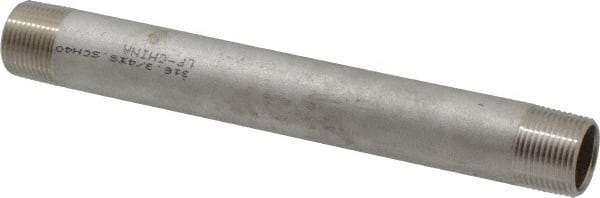 Merit Brass - Schedule 40, 3/4" Pipe x 8" Long, Grade 316/316L Stainless Steel Pipe Nipple - Welded & Threaded - Best Tool & Supply