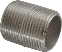 Merit Brass - Schedule 40, 1" Pipe x 1-1/2" Long, Grade 316/316L Stainless Steel Pipe Nipple - Welded & Threaded - Best Tool & Supply