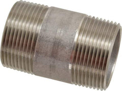 Merit Brass - Schedule 40, 1-1/4" Pipe x 2-1/2" Long, Grade 316/316L Stainless Steel Pipe Nipple - Welded & Threaded - Best Tool & Supply