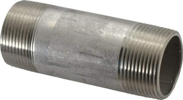 Merit Brass - Schedule 40, 1-1/4" Pipe x 4" Long, Grade 316/316L Stainless Steel Pipe Nipple - Welded & Threaded - Best Tool & Supply