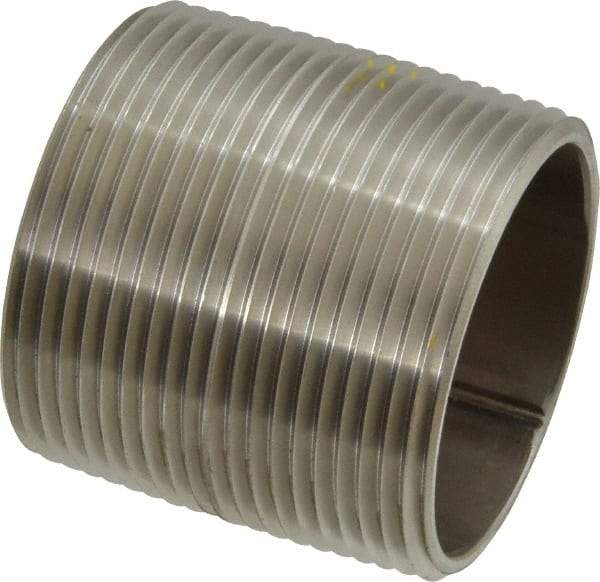 Merit Brass - Schedule 40, 1-1/2" Pipe x 1-3/4" Long, Grade 316/316L Stainless Steel Pipe Nipple - Welded & Threaded - Best Tool & Supply