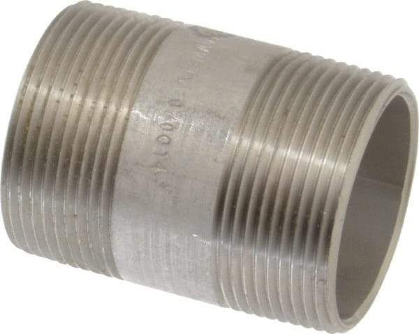 Merit Brass - Schedule 40, 1-1/2" Pipe x 2-1/2" Long, Grade 316/316L Stainless Steel Pipe Nipple - Welded & Threaded - Best Tool & Supply