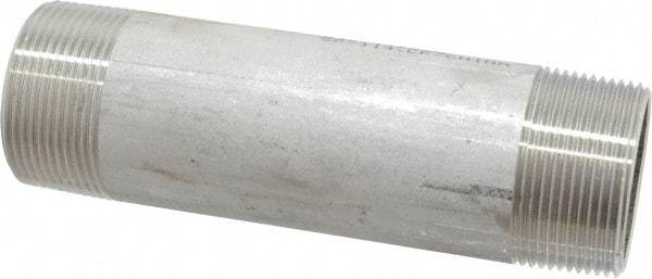 Merit Brass - Schedule 40, 1-1/2" Pipe x 6" Long, Grade 316/316L Stainless Steel Pipe Nipple - Welded & Threaded - Best Tool & Supply