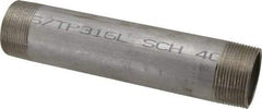 Merit Brass - Schedule 40, 1-1/2" Pipe x 8" Long, Grade 316/316L Stainless Steel Pipe Nipple - Welded & Threaded - Best Tool & Supply