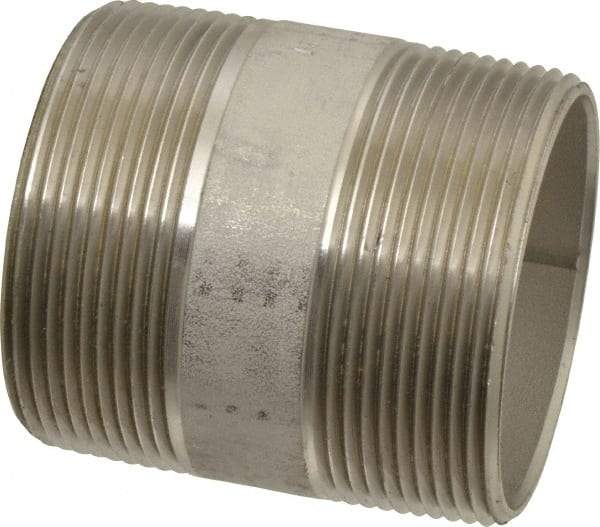 Merit Brass - Schedule 40, 2" Pipe x 2-1/2" Long, Grade 316/316L Stainless Steel Pipe Nipple - Welded & Threaded - Best Tool & Supply