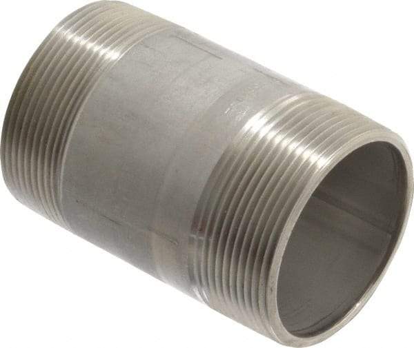 Merit Brass - Schedule 40, 2" Pipe x 3-1/2" Long, Grade 316/316L Stainless Steel Pipe Nipple - Welded & Threaded - Best Tool & Supply