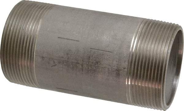 Merit Brass - Schedule 40, 2" Pipe x 4-1/2" Long, Grade 316/316L Stainless Steel Pipe Nipple - Welded & Threaded - Best Tool & Supply