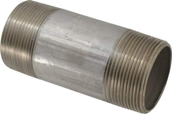 Merit Brass - Schedule 40, 2-1/2" Pipe x 6" Long, Grade 316/316L Stainless Steel Pipe Nipple - Welded & Threaded - Best Tool & Supply