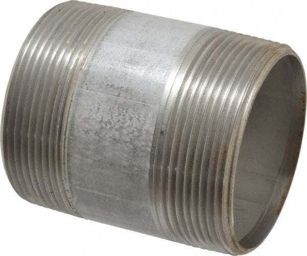 Merit Brass - Schedule 40, 3" Pipe x 4" Long, Grade 316/316L Stainless Steel Pipe Nipple - Welded & Threaded - Best Tool & Supply