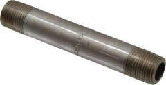 Merit Brass - Schedule 80, 3/8" Pipe x 4" Long, Grade 316/316L Stainless Steel Pipe Nipple - Seamless & Threaded - Best Tool & Supply