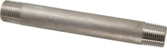 Merit Brass - Schedule 80, 1/2" Pipe x 6" Long, Grade 316/316L Stainless Steel Pipe Nipple - Seamless & Threaded - Best Tool & Supply