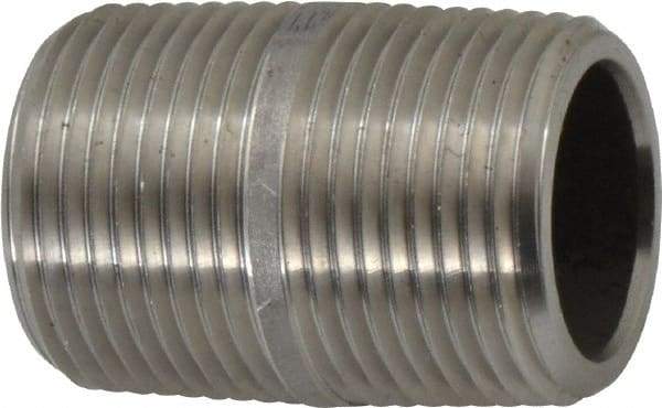 Merit Brass - Schedule 80, 3/4" Pipe x 1-1/2" Long, Grade 316/316L Stainless Steel Pipe Nipple - Seamless & Threaded - Best Tool & Supply