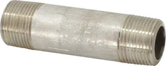 Merit Brass - Schedule 80, 3/4" Pipe x 3-1/2" Long, Grade 316/316L Stainless Steel Pipe Nipple - Seamless & Threaded - Best Tool & Supply