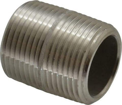 Merit Brass - Schedule 80, 1" Pipe x 1-1/2" Long, Grade 316/316L Stainless Steel Pipe Nipple - Seamless & Threaded - Best Tool & Supply