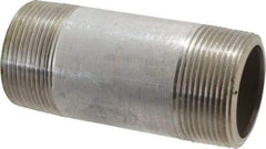 Merit Brass - Schedule 80, 1-1/2" Pipe x 4" Long, Grade 316/316L Stainless Steel Pipe Nipple - Seamless & Threaded - Best Tool & Supply