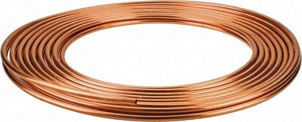 Mueller Industries - 50' Long, 1/4" OD x 0.19" ID, Copper Seamless Tube - 0.03" Wall Thickness - Best Tool & Supply