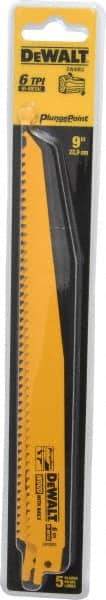 DeWALT - 9" Long, Bi-Metal Reciprocating Saw Blade - Tapered Profile, 6 TPI, Toothed Edge, Universal Shank - Best Tool & Supply