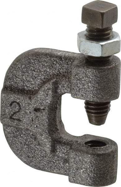 Made in USA - 3/4" Max Flange Thickness, 3/8" Rod C-Clamp with Locknut - 400 Lb Capacity, Ductile Iron - Best Tool & Supply