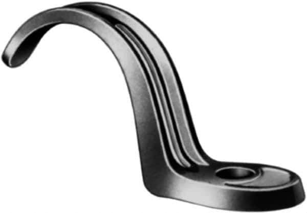 Made in USA - 1-1/4" Pipe, Malleable Iron, Black Plated" Pipe or Conduit Strap - 1 Mounting Hole - Best Tool & Supply