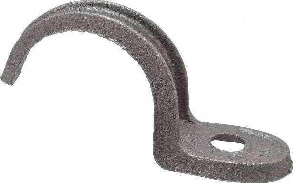 Made in USA - 1-1/2" Pipe, Malleable Iron, Black Plated" Pipe or Conduit Strap - 1 Mounting Hole - Best Tool & Supply