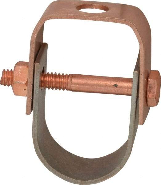 Value Collection - 1" Pipe, 3/8" Rod, Carbon Steel Adjustable Clevis Hanger - Copper Plated, 250 Lb Capacity - Best Tool & Supply