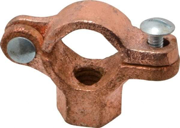 Value Collection - 1/2" Pipe, 3/8" Rod, Copper Plated Split Clamp - 180 Lb Capacity, Malleable Iron - Best Tool & Supply