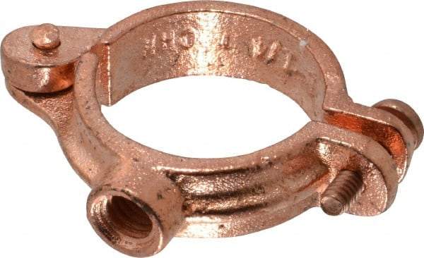 Value Collection - 1-1/4" Pipe, 3/8" Rod, Copper Painted Split Clamp - 180 Lb Capacity, Malleable Iron - Best Tool & Supply