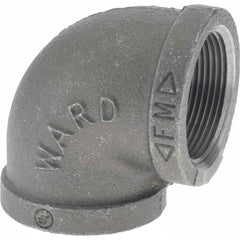 Black 90 ° Elbow: 1-1/2″, 150 psi, Threaded Malleable Iron, Black Finish, Class 150