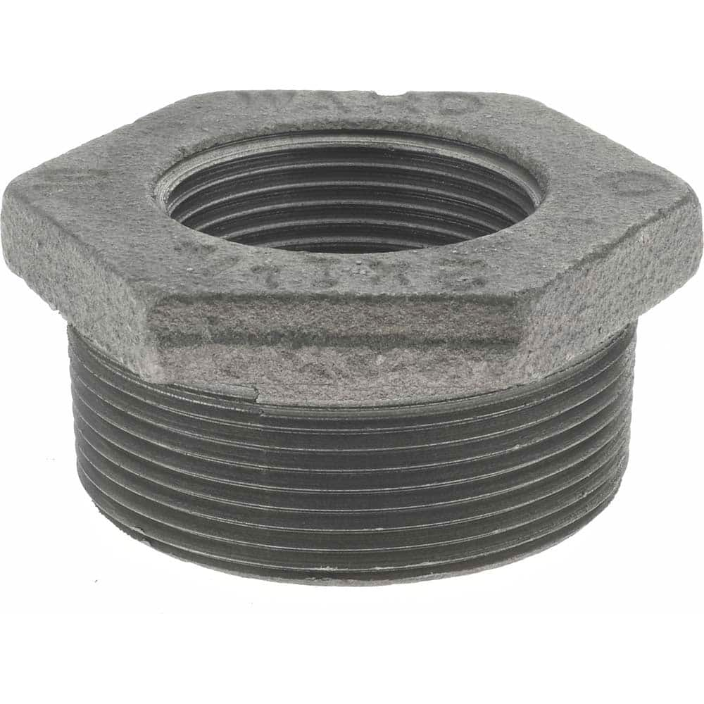 Black Hex Bushing: 2 x 1-1/4″, 125 psi, Threaded Cast Iron, Black Finish, Class 125