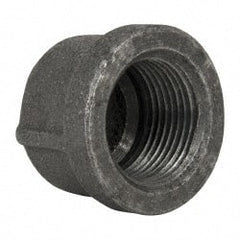 Black Cap: 1″, 150 psi, Threaded Malleable Iron, Black Finish, Class 150