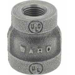 Black Reducing Coupling: 1/4 x 1/8″, 150 psi, Threaded Malleable Iron, Black Finish, Class 150