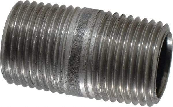 Made in USA - Schedule 40, 1/2" Diam x 1-1/2" Long Steel Black Pipe Nipple - Threaded - Best Tool & Supply