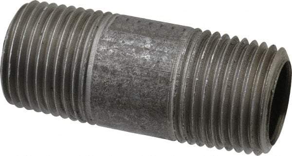 Made in USA - Schedule 40, 1/2" Diam x 2" Long Steel Black Pipe Nipple - Threaded - Best Tool & Supply